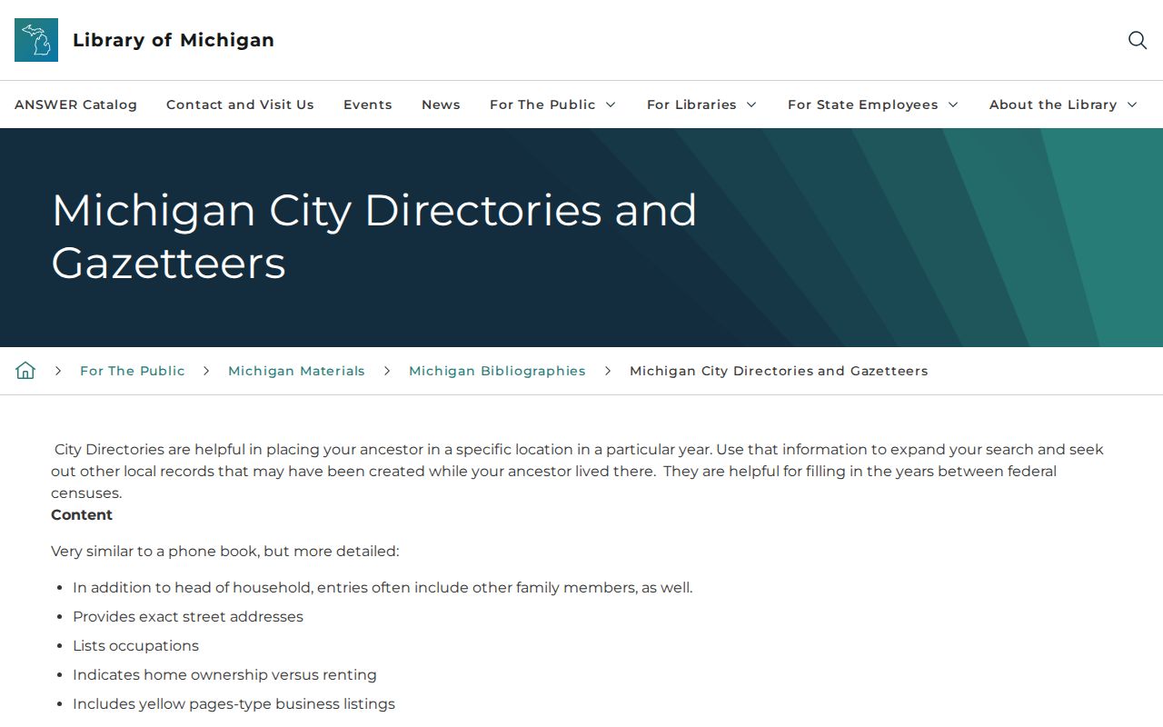 West Bloomfield Township city directory research using Michigan directory collections