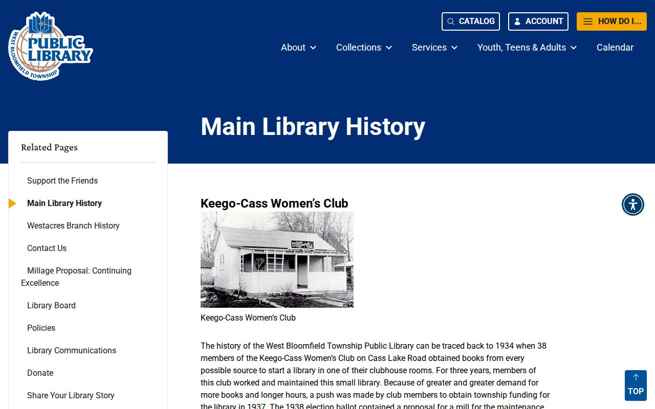 West Bloomfield Township city directory context from library history